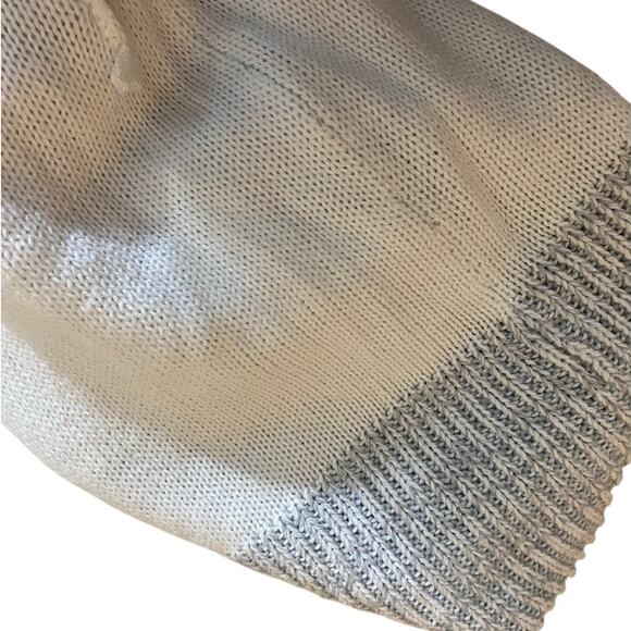 Adidas Woman's Beanie Pompom OS Gray Cream Winter Knit Hat - Picture 3 of 4